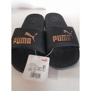 Puma Slip-on Slide/ SANDALS Size Womens 9 Black-ROSE Gold Cool Cat NEW  NWT